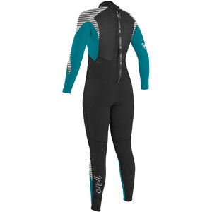 O'Neill Womens Epic 4/3mm Back Zip GBS Wetsuit BLACK / GREEN / STRIPE 4214